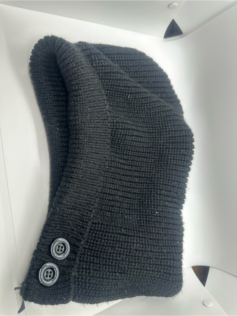 Black knitted hood